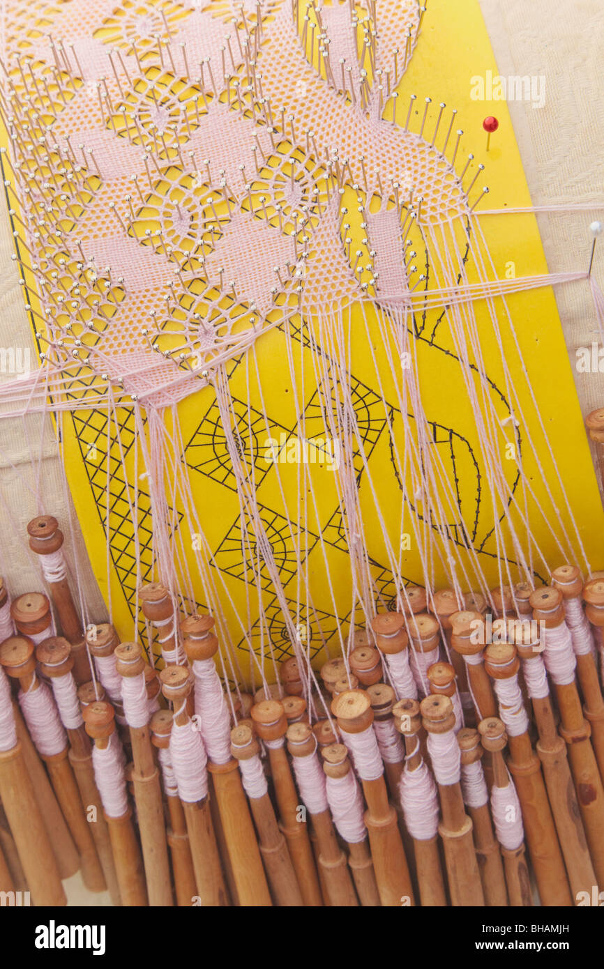 Bobbins Thread And Pillow For Lace Making Stock Photo 27895241