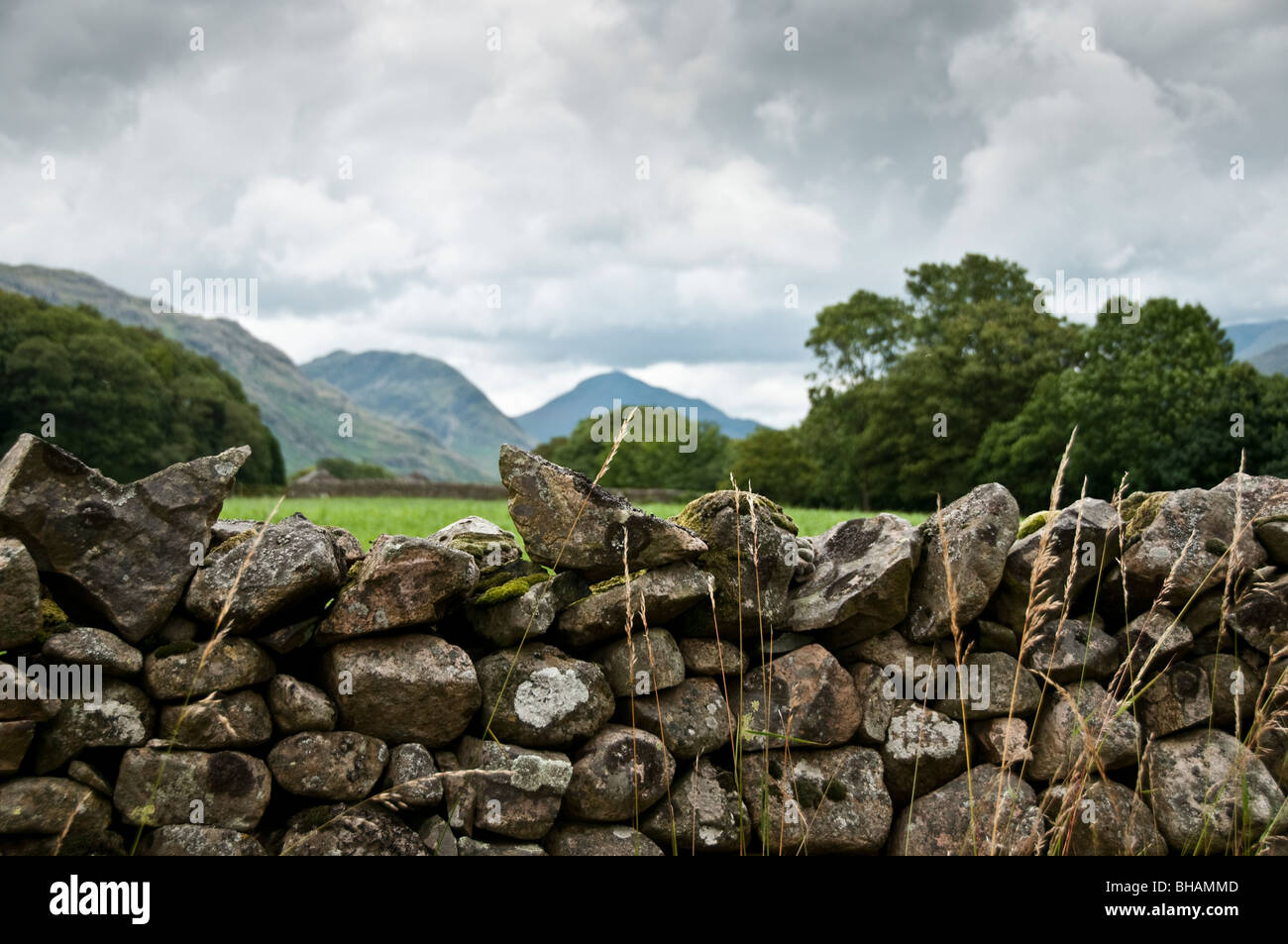 A traditional dry stone wall in Cumbria. Stock Photo