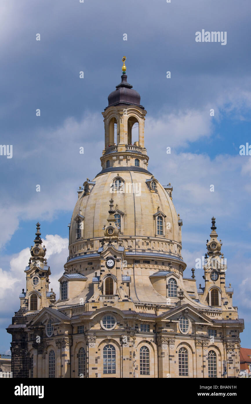 FRAUENKIRCHE, CHURCH OF OUR LADY, CUPOLA, DRESDEN, SAXONY, GERMANY Stock Photo