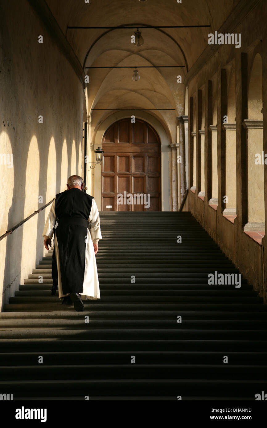 Italy, Florence, La Certosa di Firenze, stairs with brother, former Carthusian monastery of the Order, Stock Photo