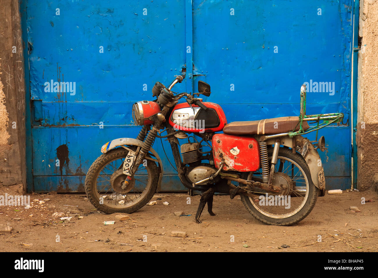 Africa Assiut Blue Egypt Motorbike Transport Stock Photo
