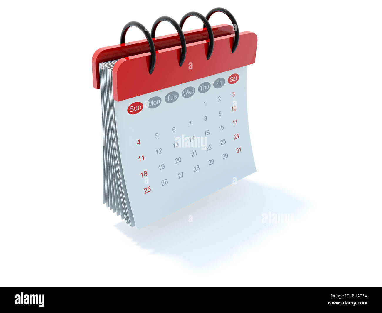 Red calendar icon isolated on white Stock Photo