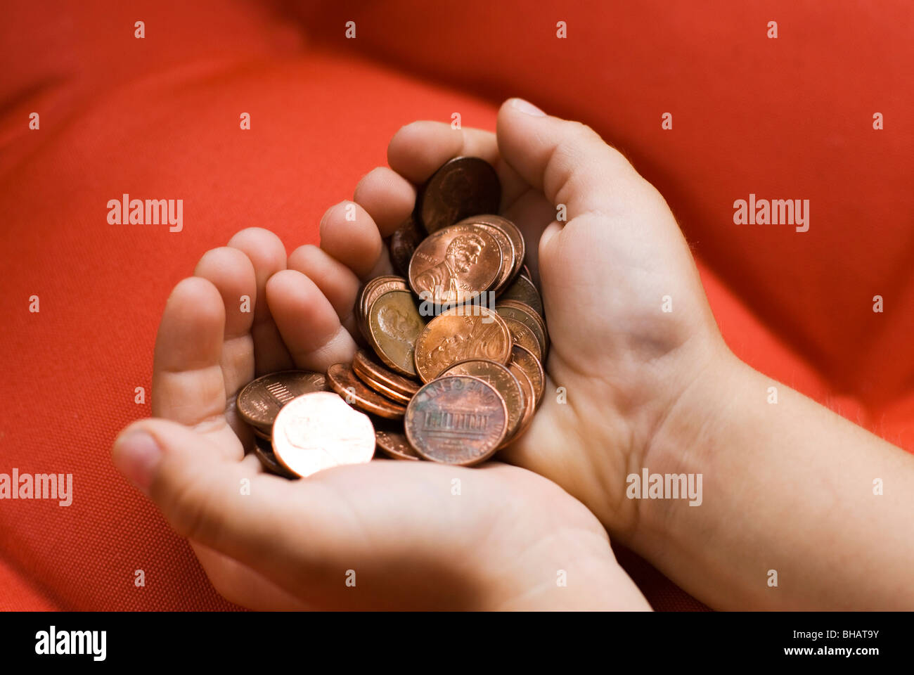 handful of coins Stock Photo
