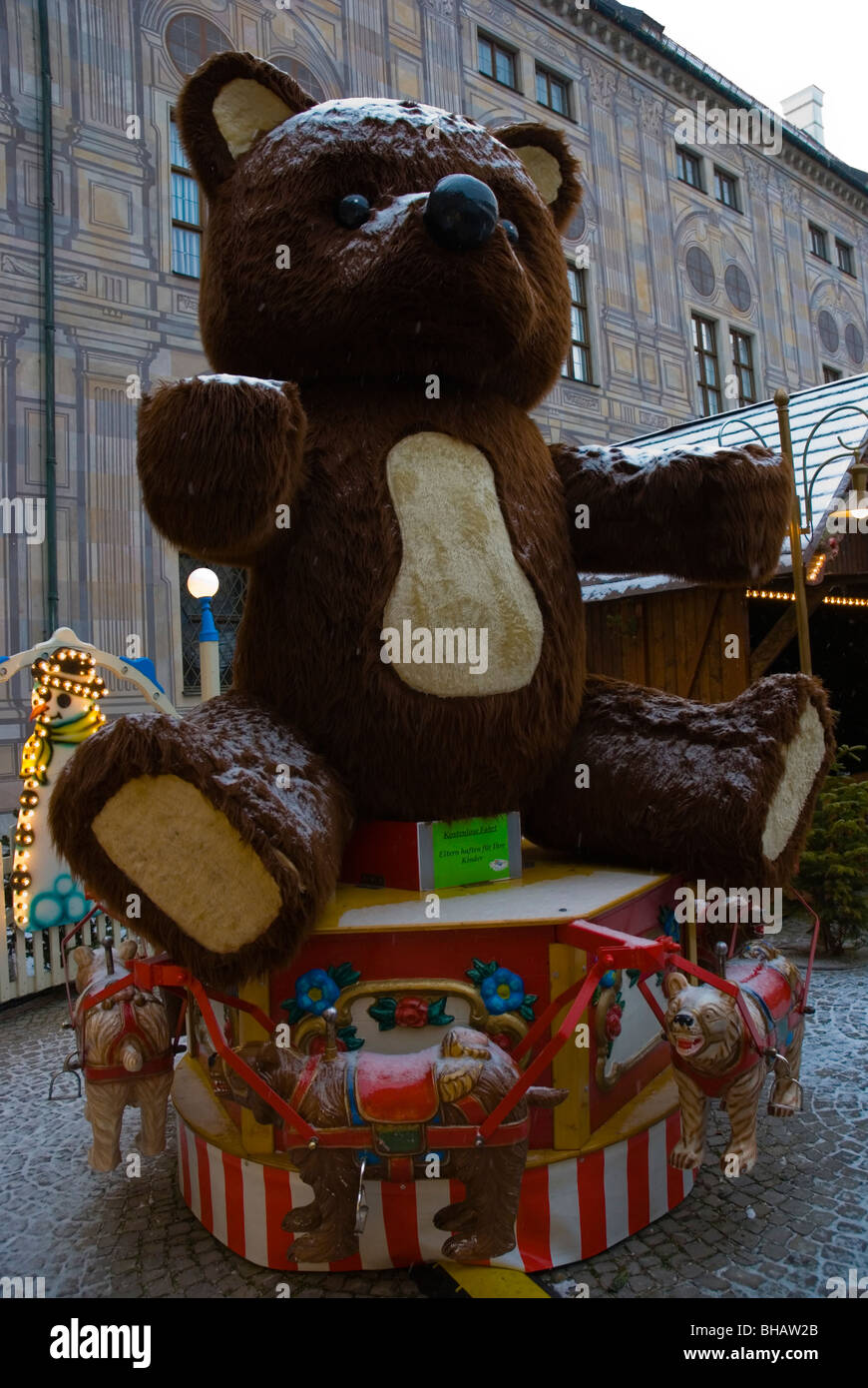 Giant bear merry-go-round central Munich Bavaria Germany Europe Stock Photo