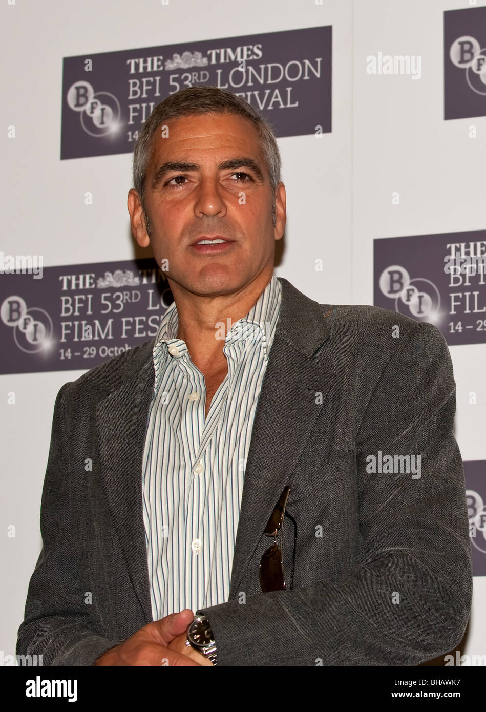 George Clooney attends the Press Conference for 'Fantastic Mr Fox' at the Dorchester Hotel in London. Stock Photo