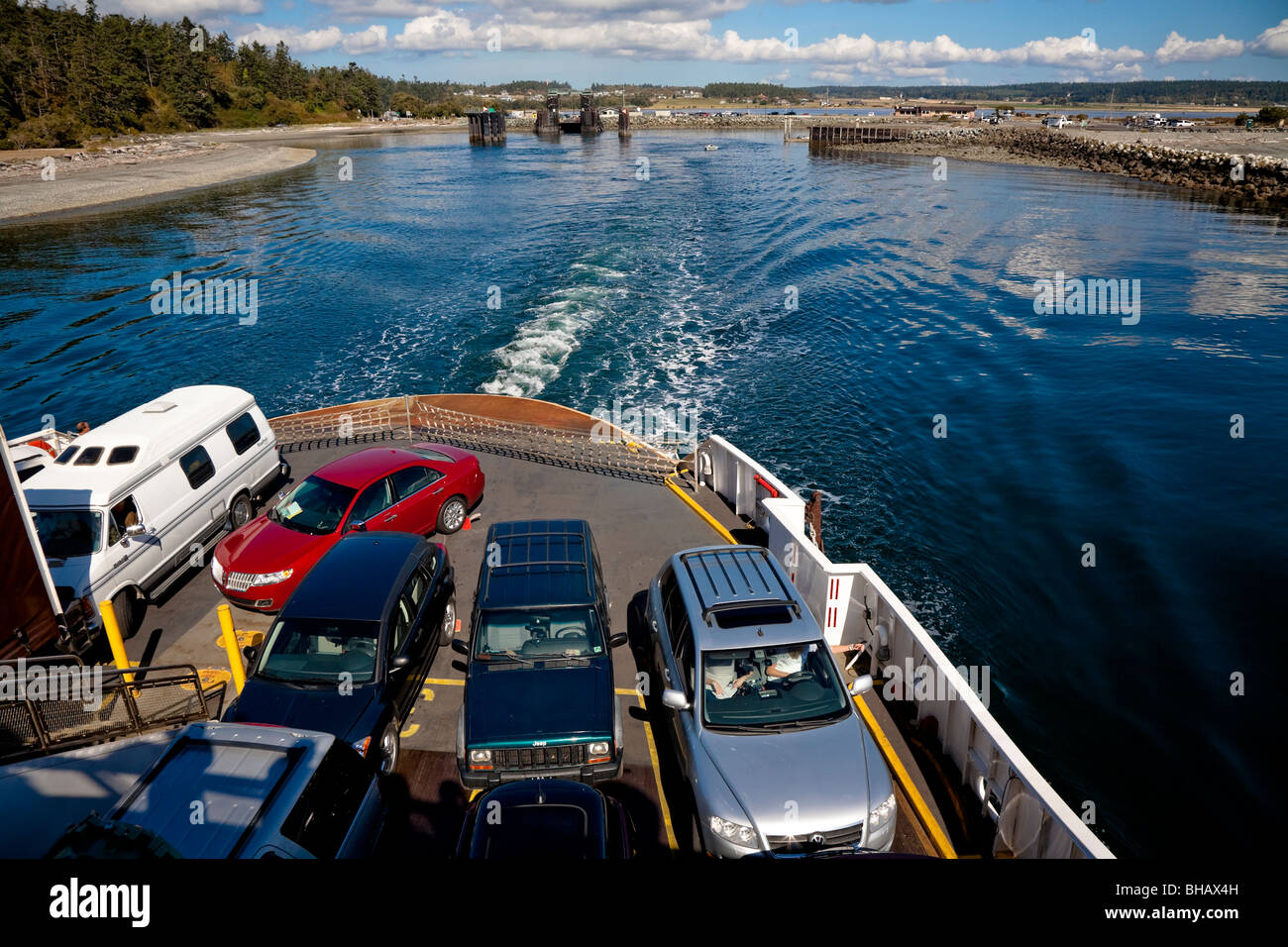Keystone Ferry to Port Townsend leaving Whidbey Island, Washington USA Stock Photo