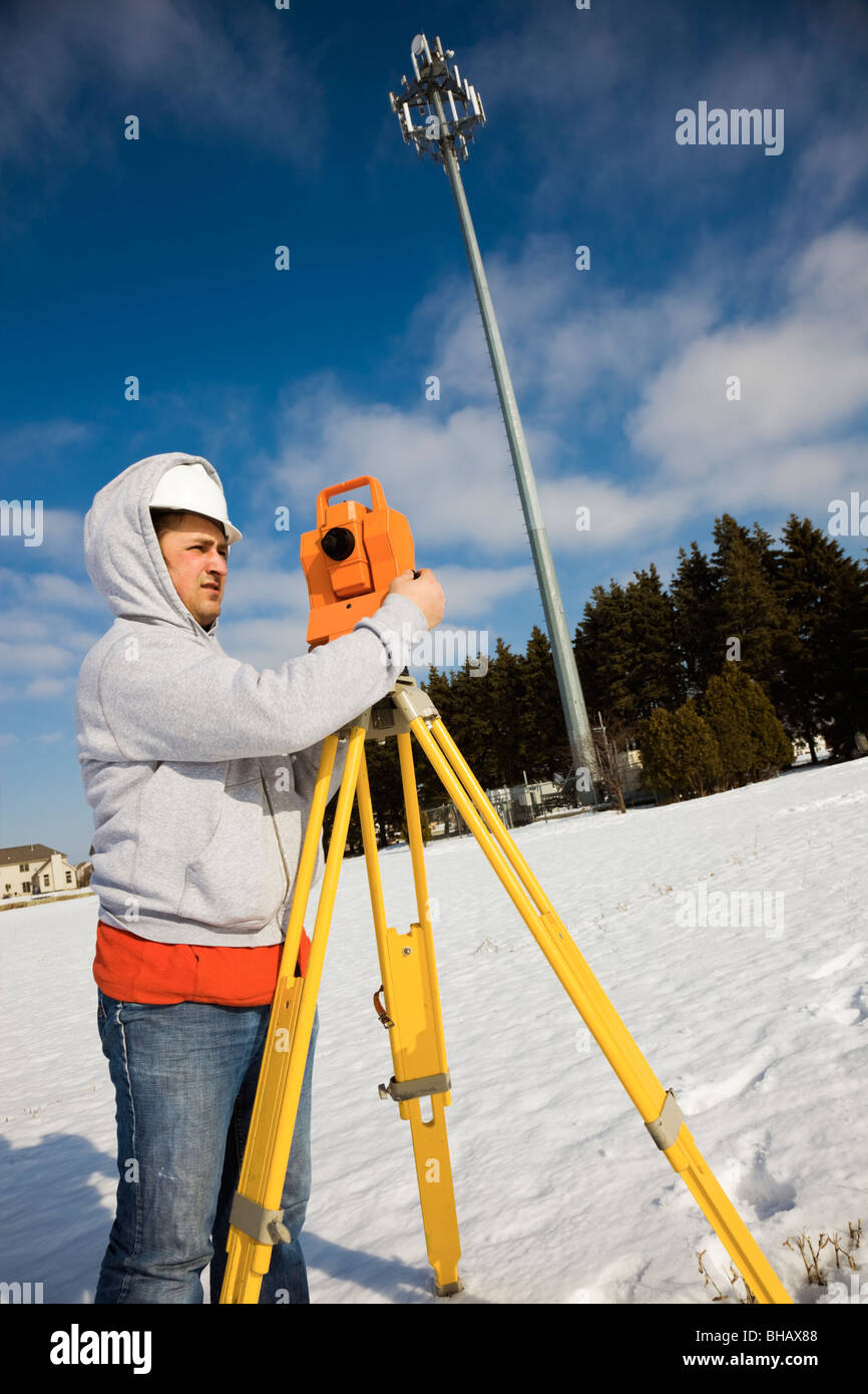 Surveying cellular compound Stock Photo - Alamy