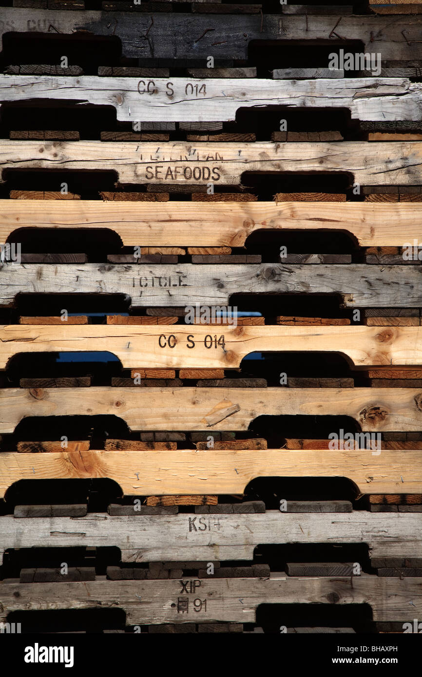 Stacked wooden pallets Astoria, Oregon USA Stock Photo Alamy