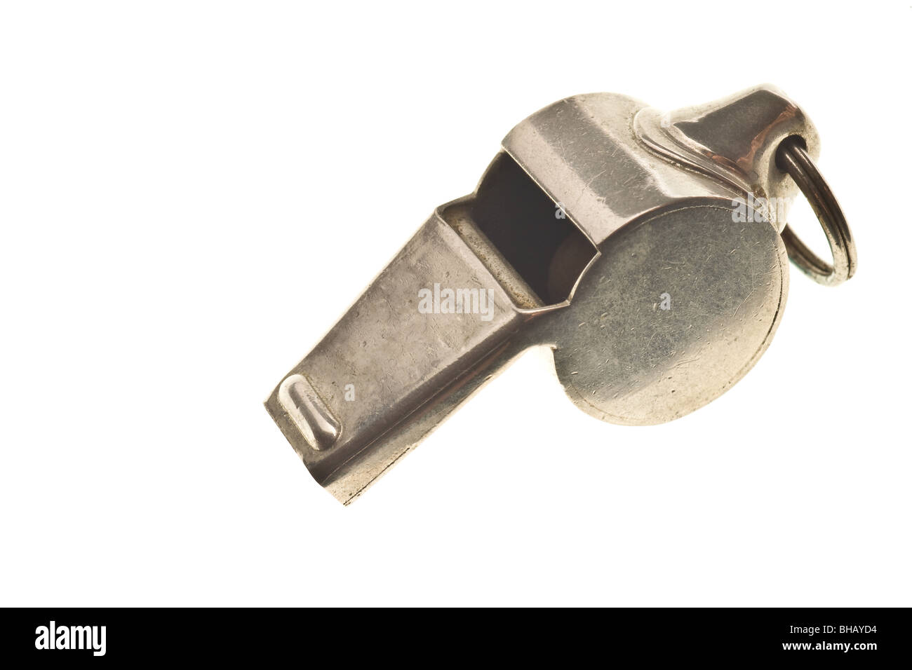 antique silver whistle isolated on white background Stock Photo Alamy