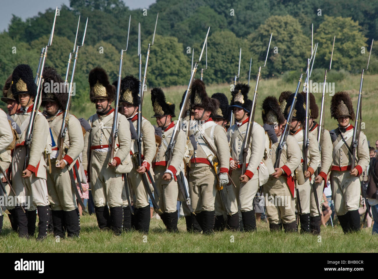 Prussian troops at reenactment of the Siege of Neisse during Napoleonic War with Prussia in 1807 at Nysa, Opolskie, Poland Stock Photo