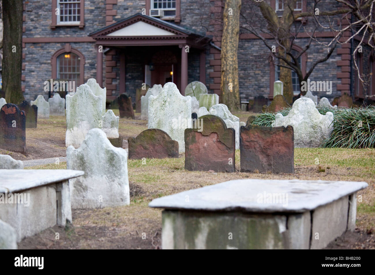Cemetery at St. Paul Chapel in downtown Manhattan, New York City Stock