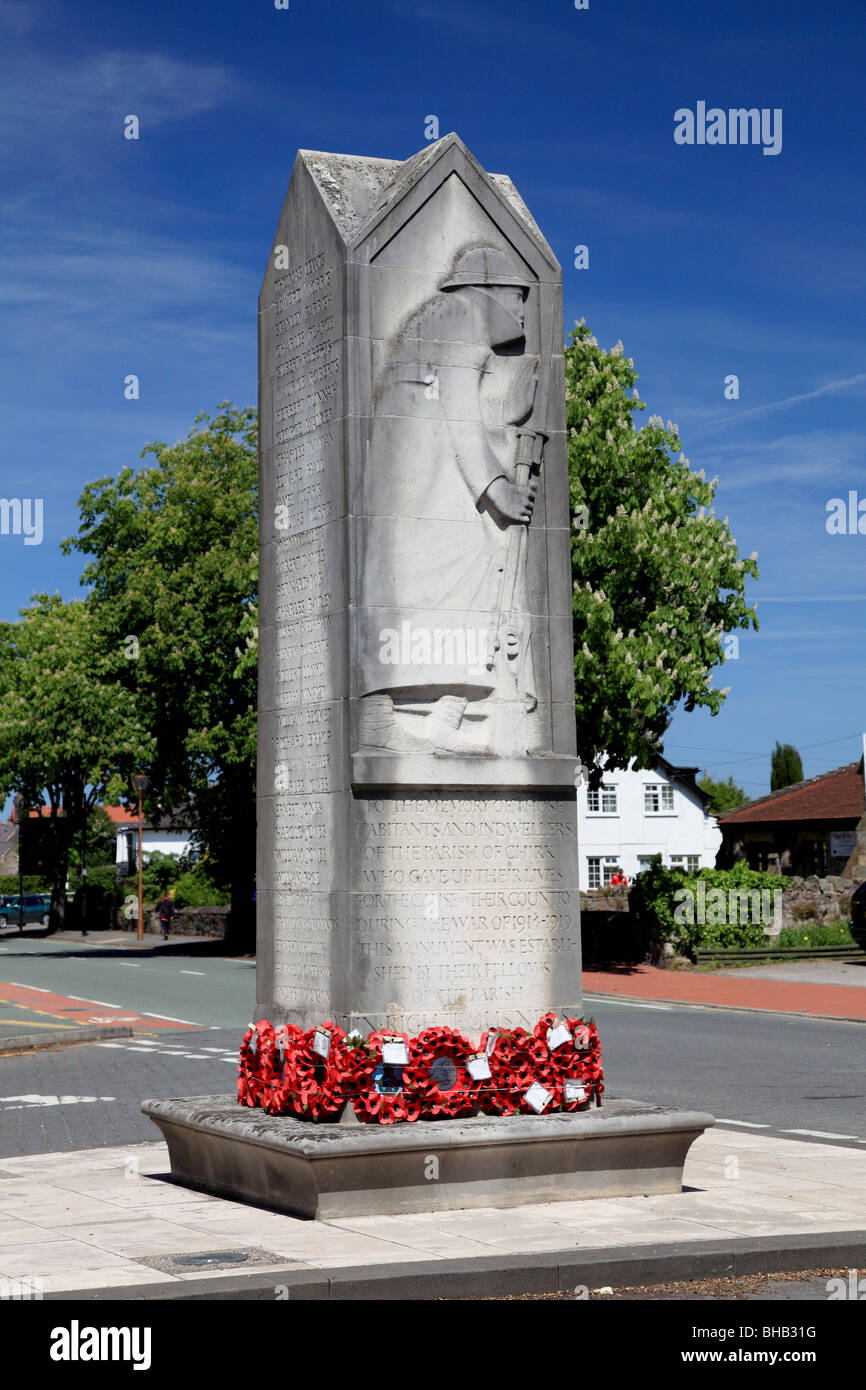 The war memorial in Chirk, North Wales, by Eric Gill, erected in 1920 Stock Photo