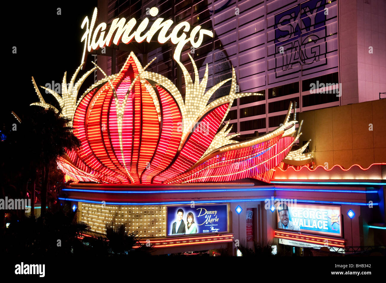 Flamingo Hotel on the Strip in Las Vegas, NV at night Stock Photo - Alamy