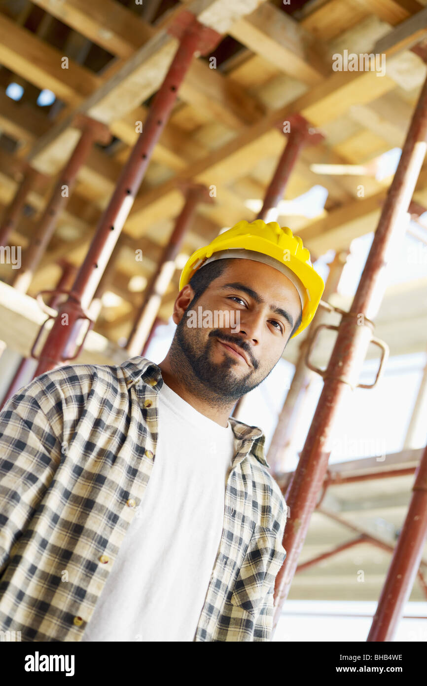 portrait of latin american construction worker Stock Photo