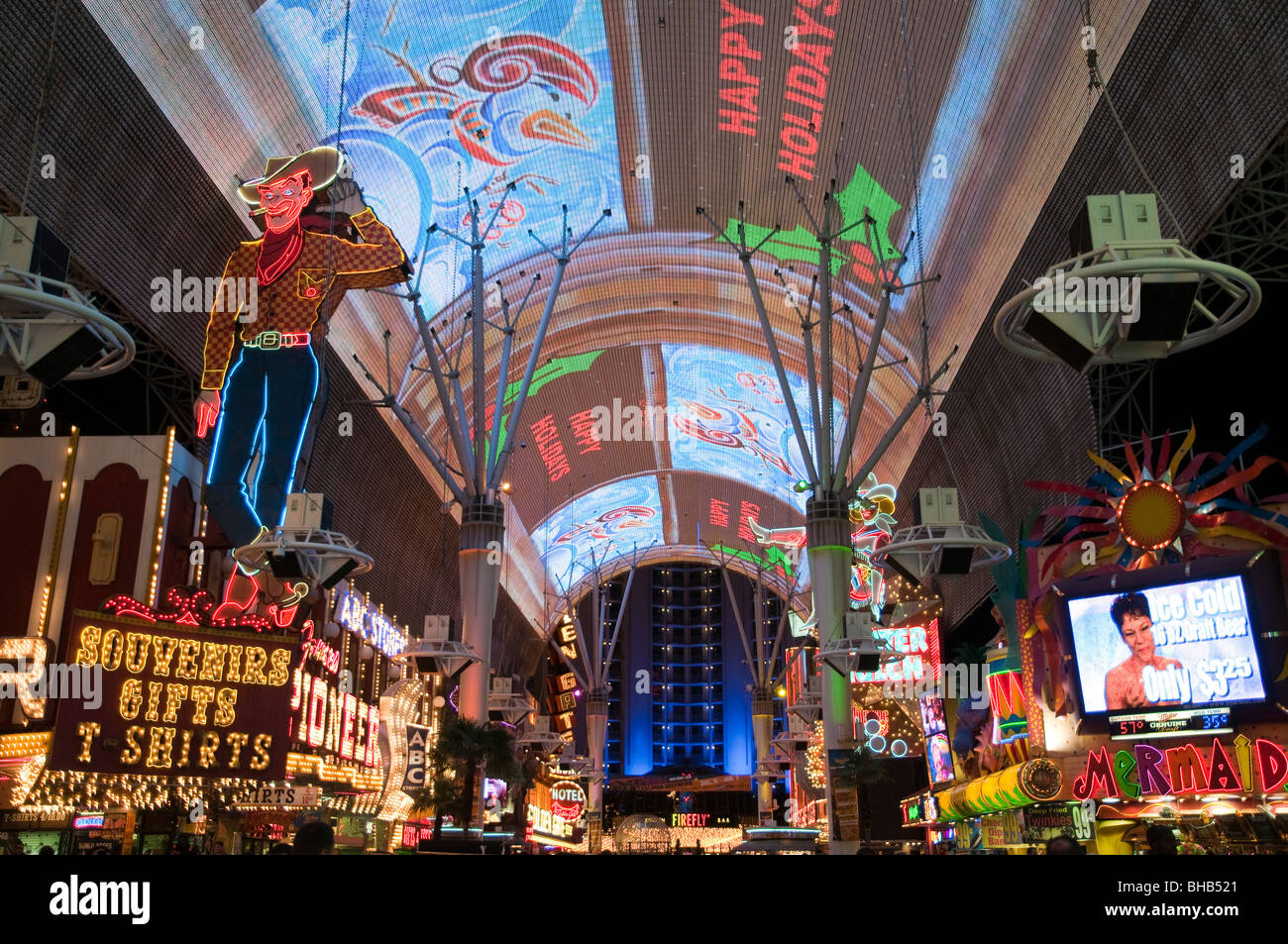 The Fremont Street Experience's pedestrian mall, Las Vegas, Nevada, USA