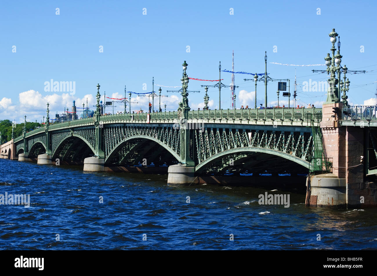 Troitskiy most (Trinity bridge), over the River Neva, St Petersburg, Russia Stock Photo
