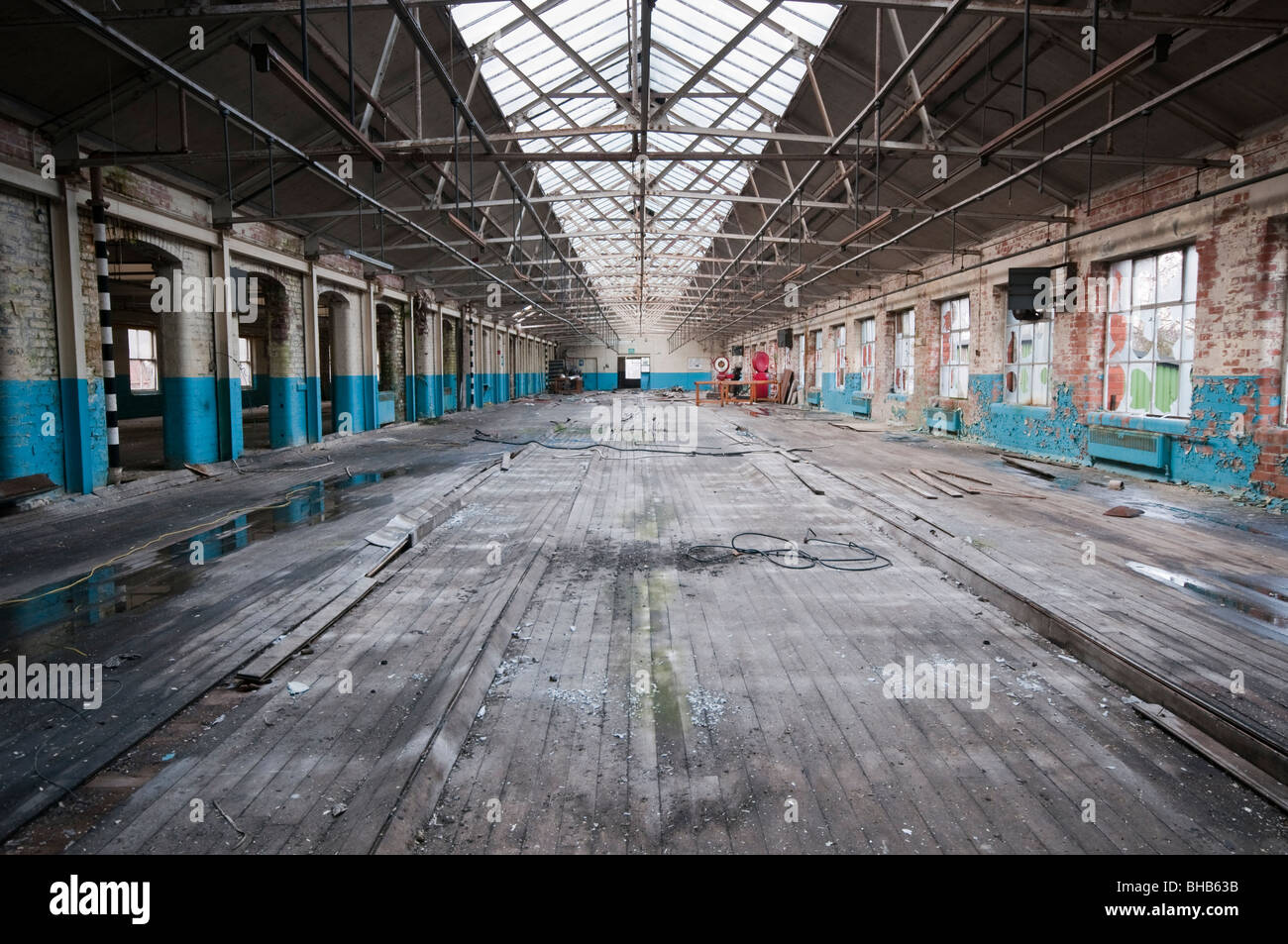 Interior of an abandoned factory, closed down for about 10 years. Stock Photo