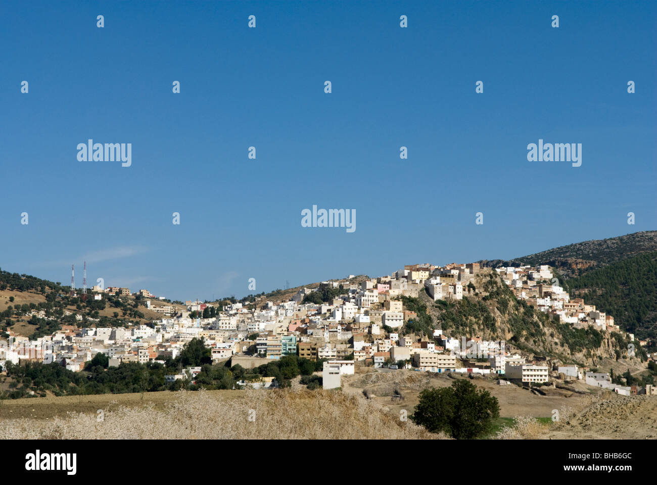 Moulay Idriss (Zerhoun), Morocco. A holy town visited for its fertility giving properties. Stock Photo