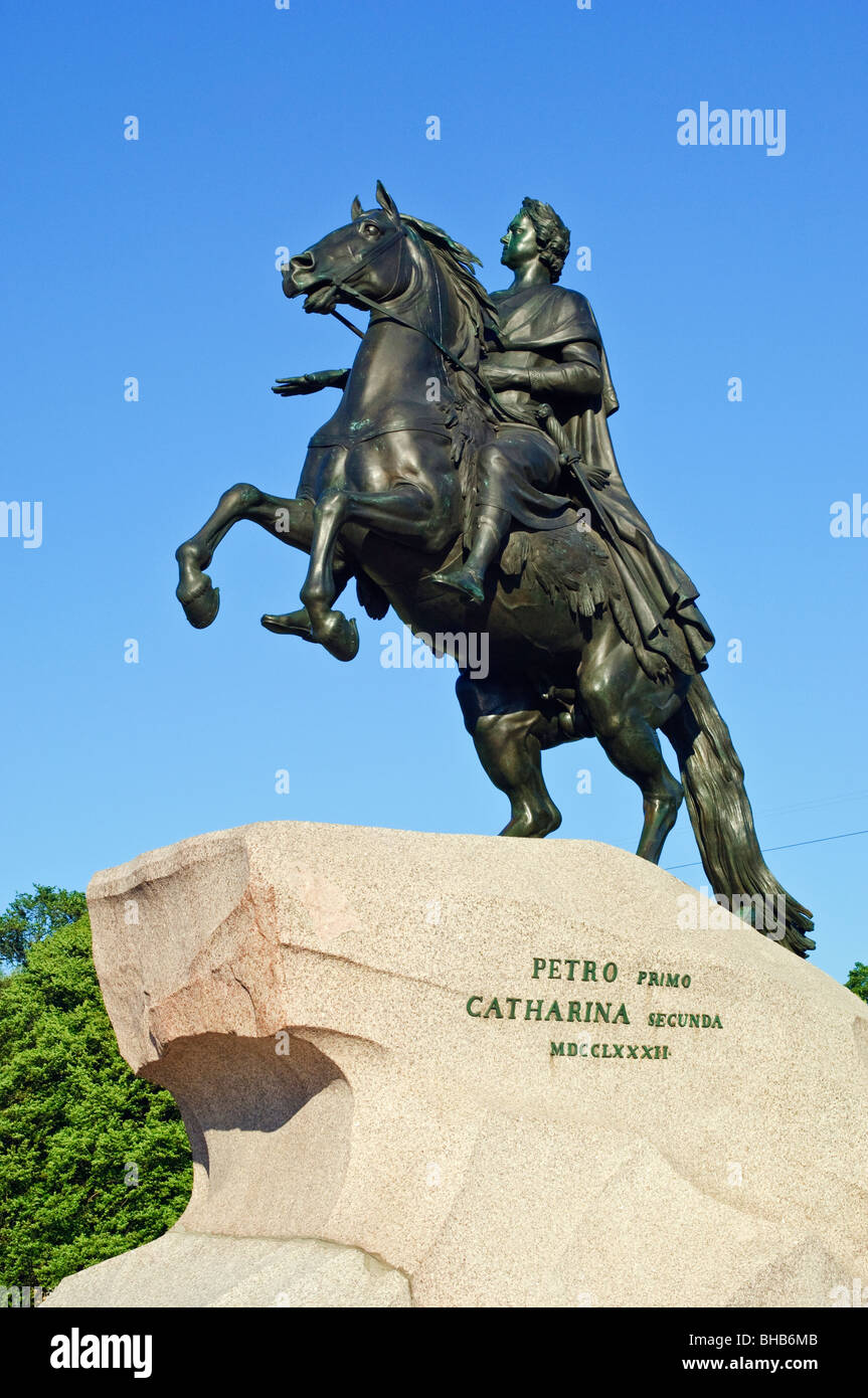 Statue of Peter the Great, known as the Bronze Horseman, St Petersburg, Russia Stock Photo