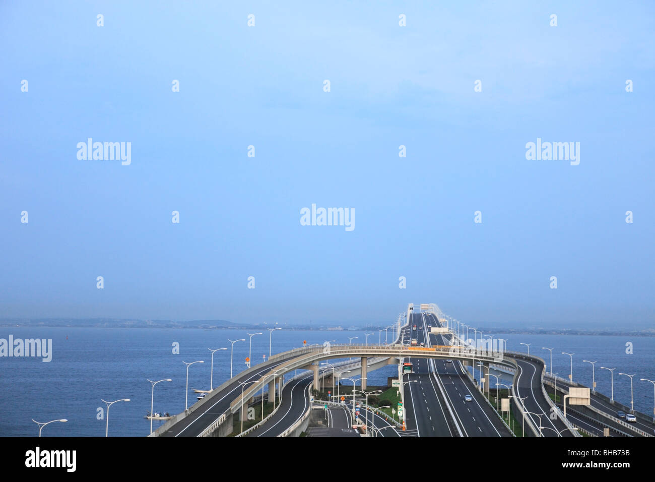 Japan, Tokyo Prefecture, Umihotaru, Tokyo Bay Aqua-Line, aerial view Stock Photo