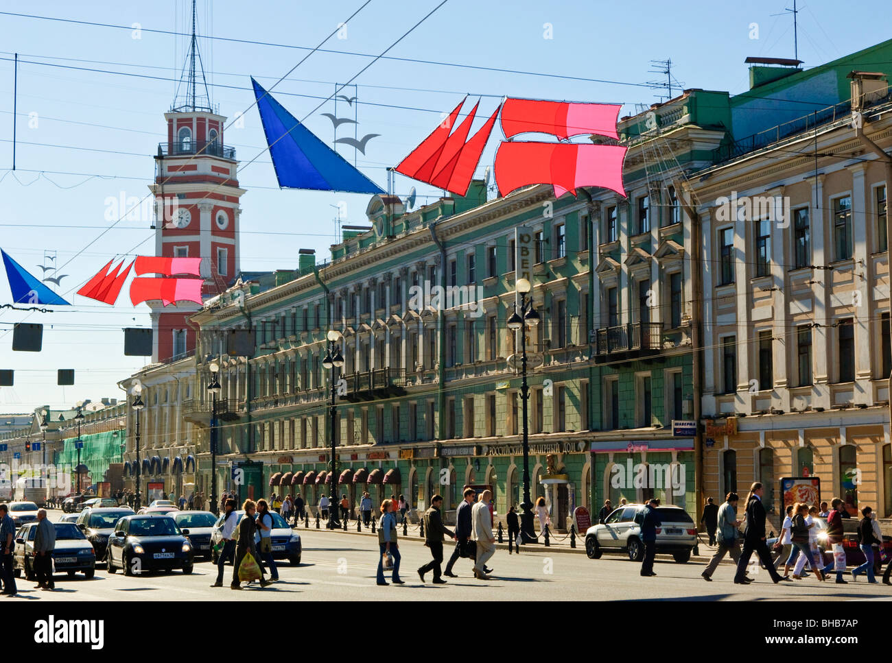 Nevskiy Prospekt, the main street of central St Petersburg, Russia Stock Photo