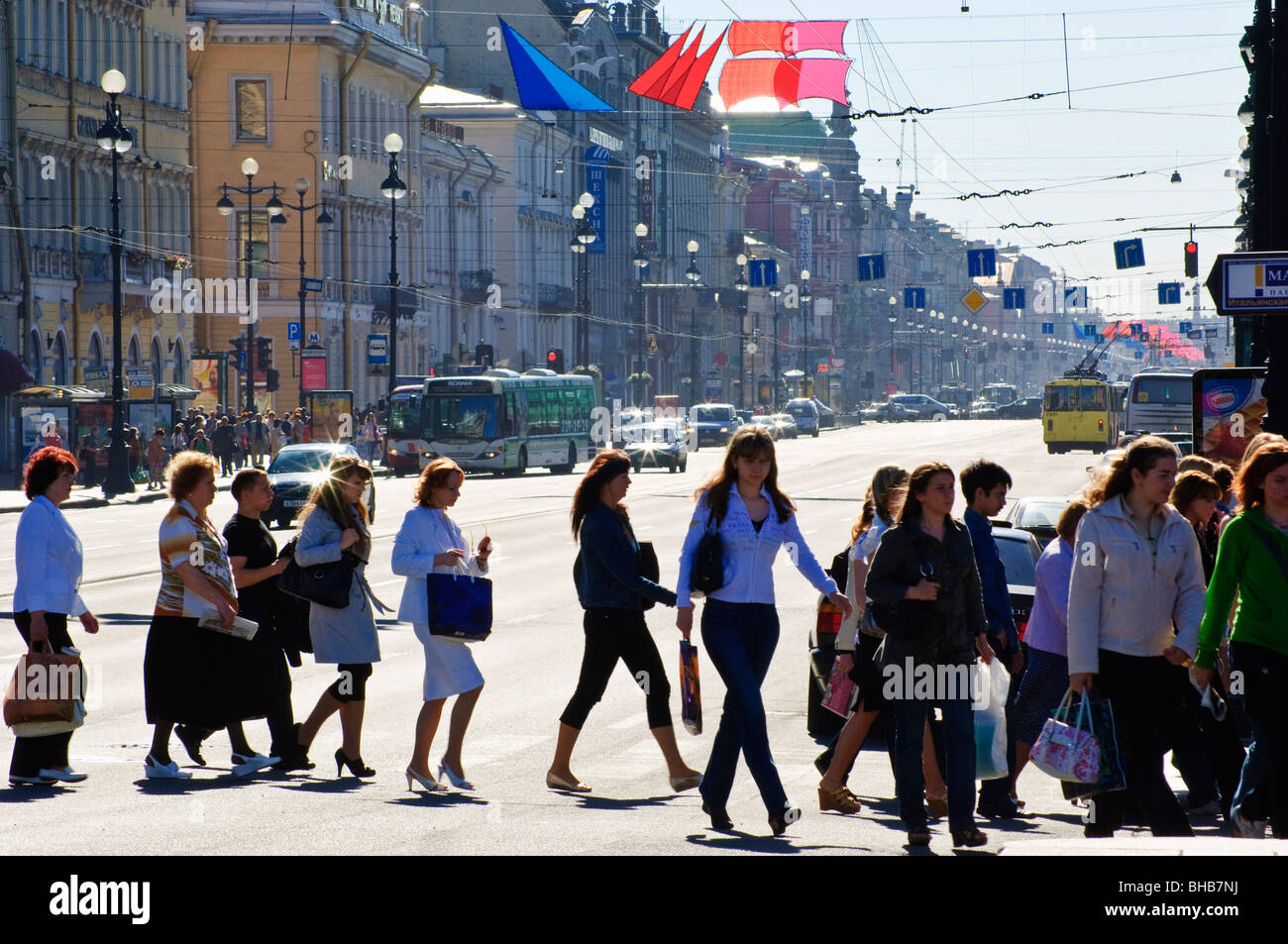 Nevskiy Prospekt, the main street of central St Petersburg, Russia Stock Photo