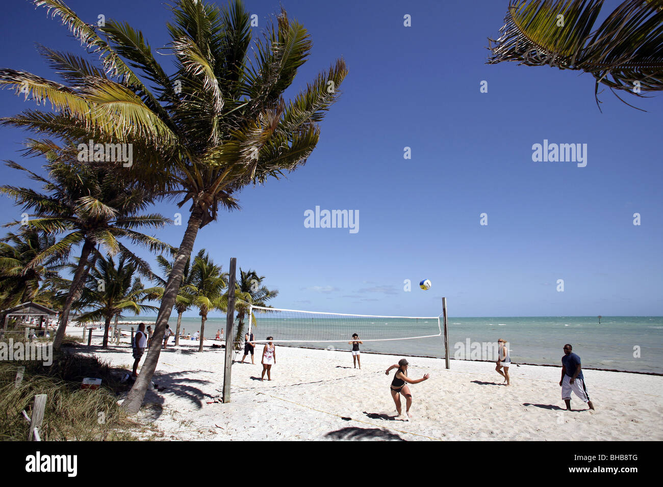 Beach Volleyball, Smathers Beach, Key West, Florida, USA Stock Photo