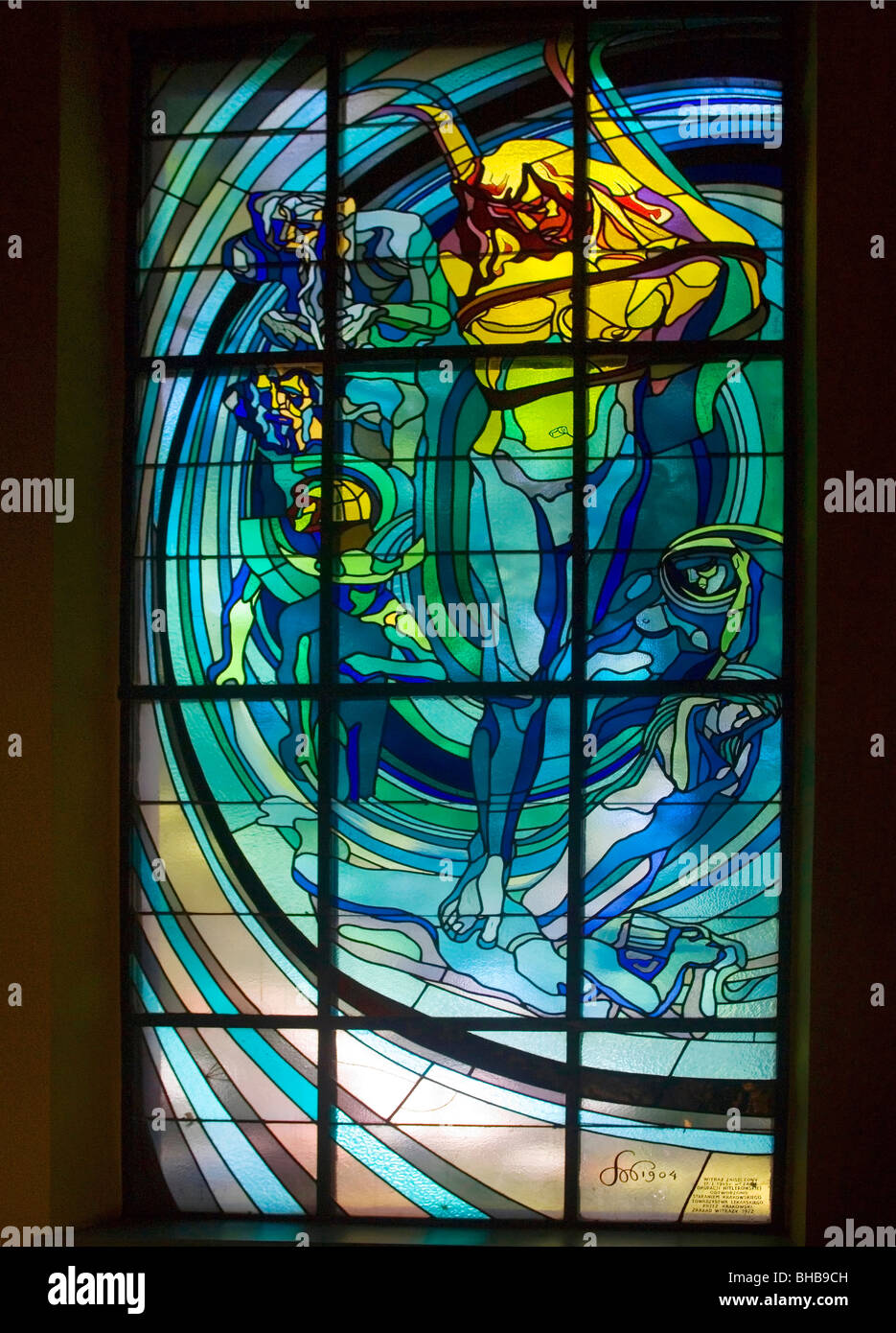 Poland, Krakow, stain glass Stock Photo Alamy