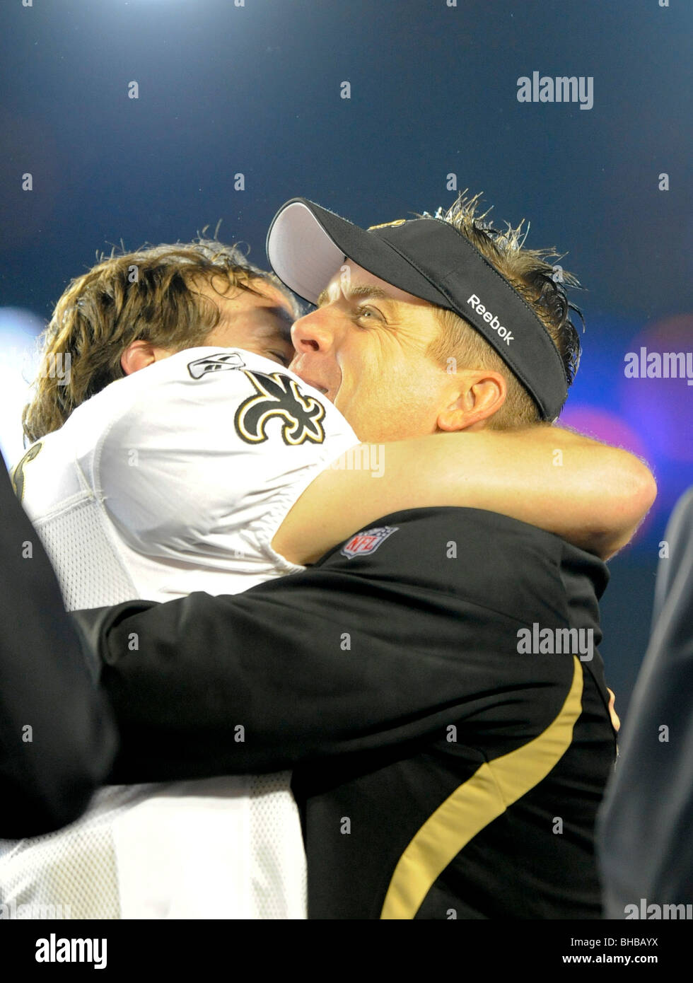 Head coach Sean Payton of the New Orleans Saints celebrates with Drew