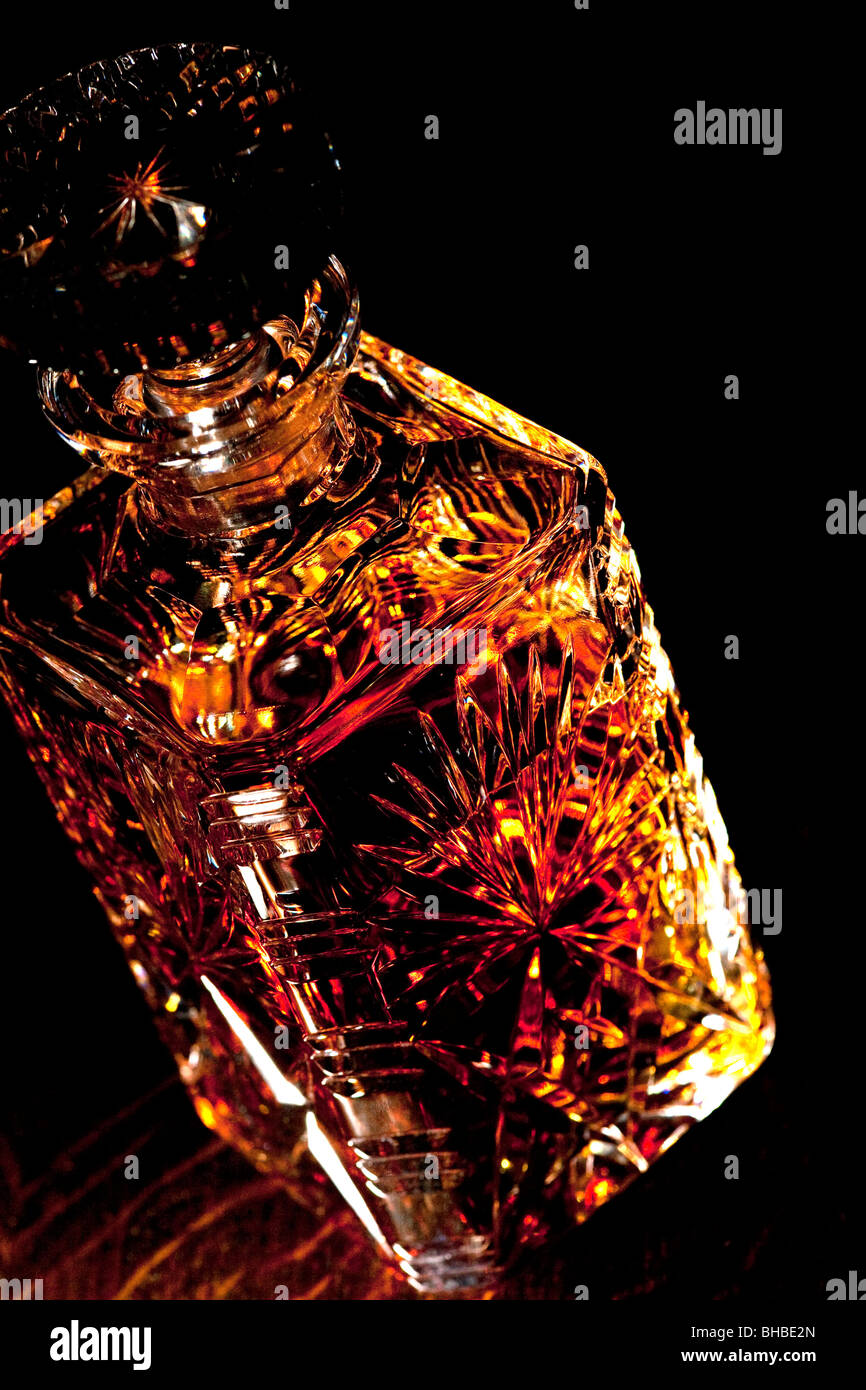 Crystal decanter of whiskey (or brandy Stock Photo Alamy