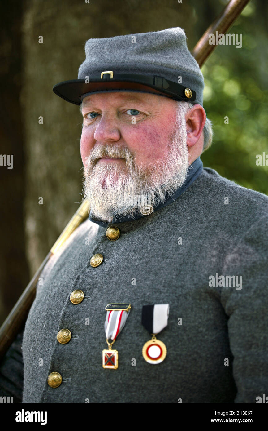 Confederate Soldier, American Civil War Reenactor, Savannah, Georgia, USA Stock Photo
