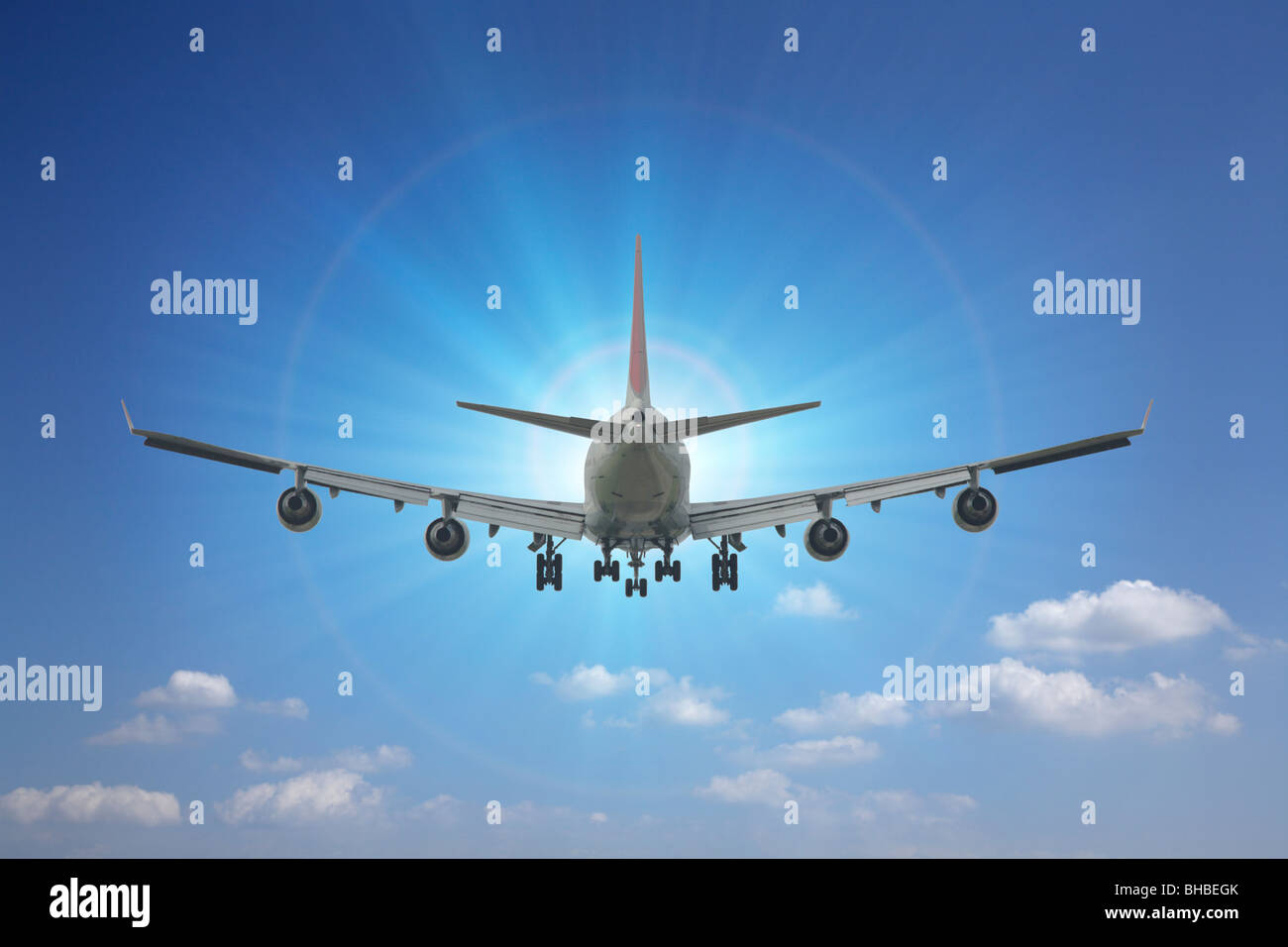 With Flight Commercial airplane in flight Stock Photo - Alamy