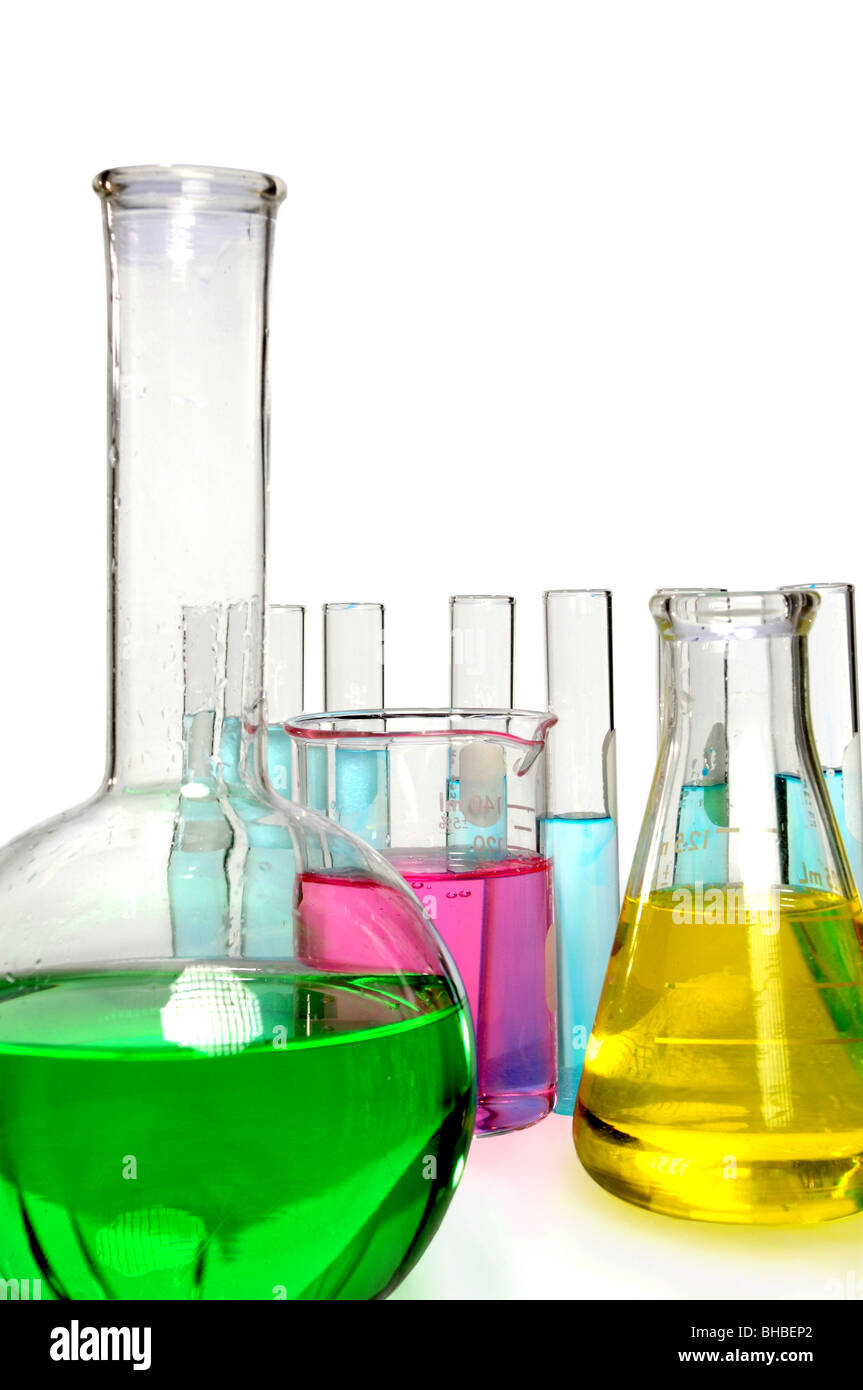 Laboratory glassware isolated over white background Stock Photo Alamy