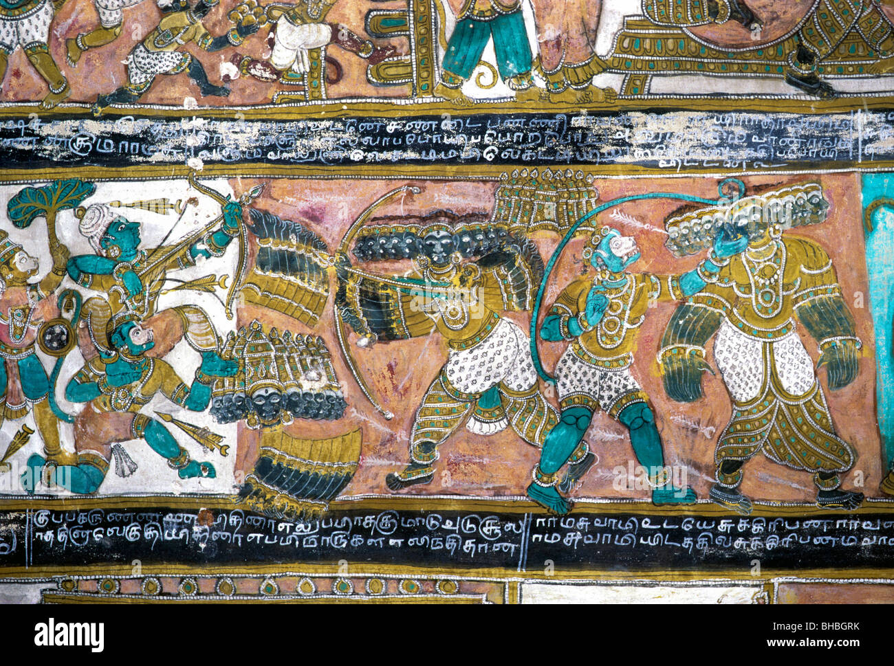 17th century Ramayana paintings in Vishnu temple at Alagar Kovil ...