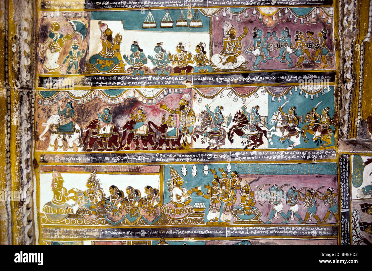 17th century Ramayana paintings in Vishnu temple at Alagar Kovil ...