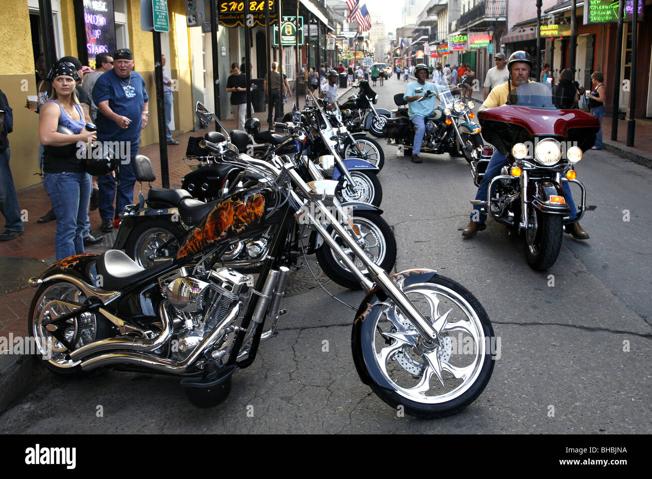 Choppers, Bourbon Street, French Quarter, New Orleans, Louisiana, USA Stock Photo