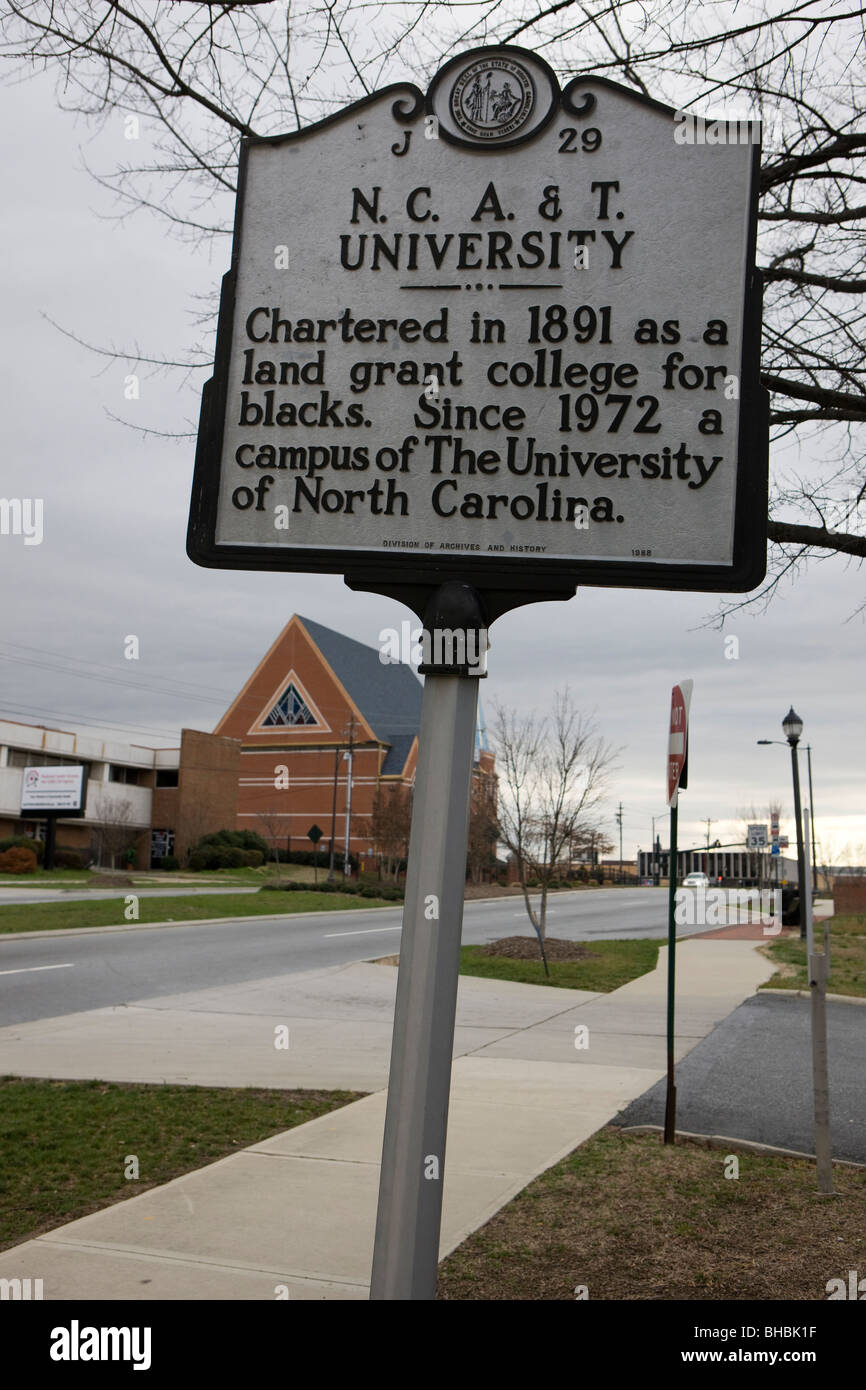 North Carolina A&T University historical marker, Greensboro, NC, United States of America Stock Photo