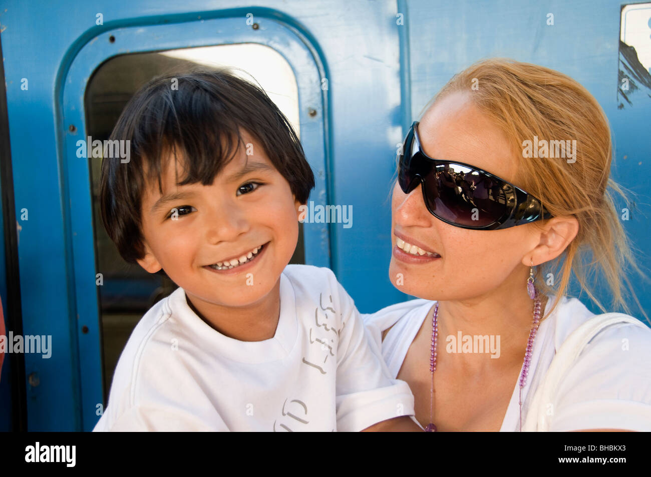 Buenos Aires Mother Young Boy Woman Smile Buenos Aires Argentina Town City Stock Photo