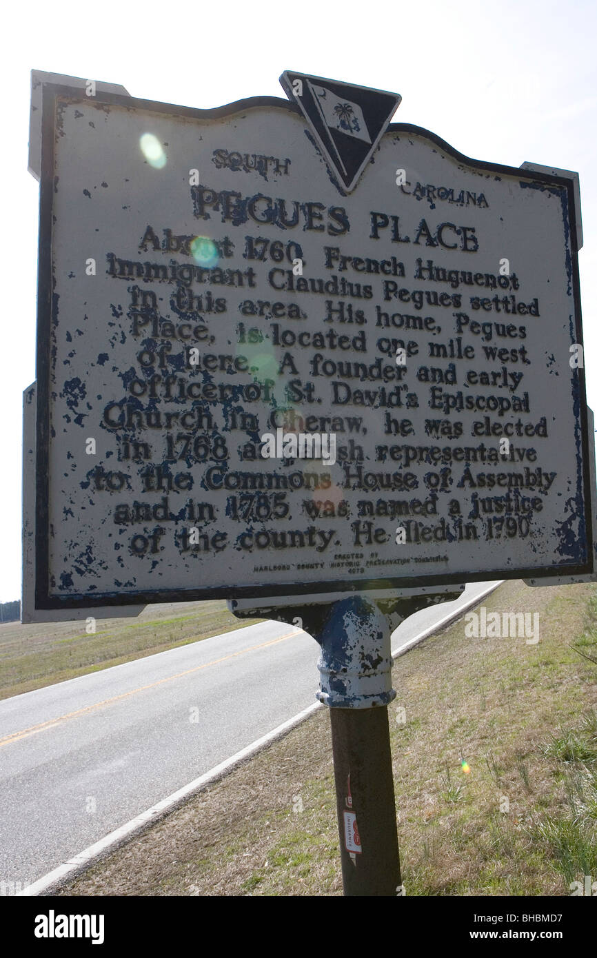 PEGUES PLACE Huguenot immigrant Claudius Pegues settled in this area