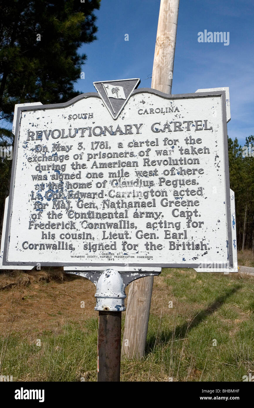 Cartel for the exchange of prisoners of war taken during the American Revolution was signed at the home of Claudius Pegues Stock Photo