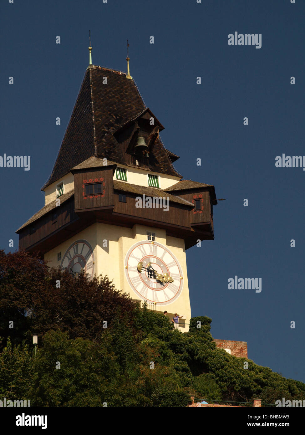 Uhrturm, Clock tower on Schlossberg in Graz, Styria, Austira Stock Photo