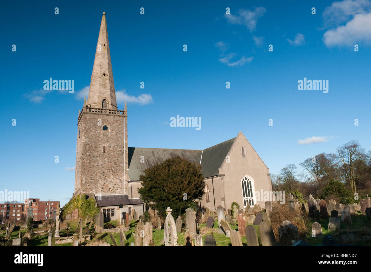 Bangor Abbey, County Down, and graveyard Stock Photo