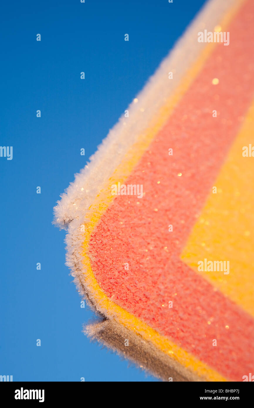 Colorful metal covered with frost Stock Photo