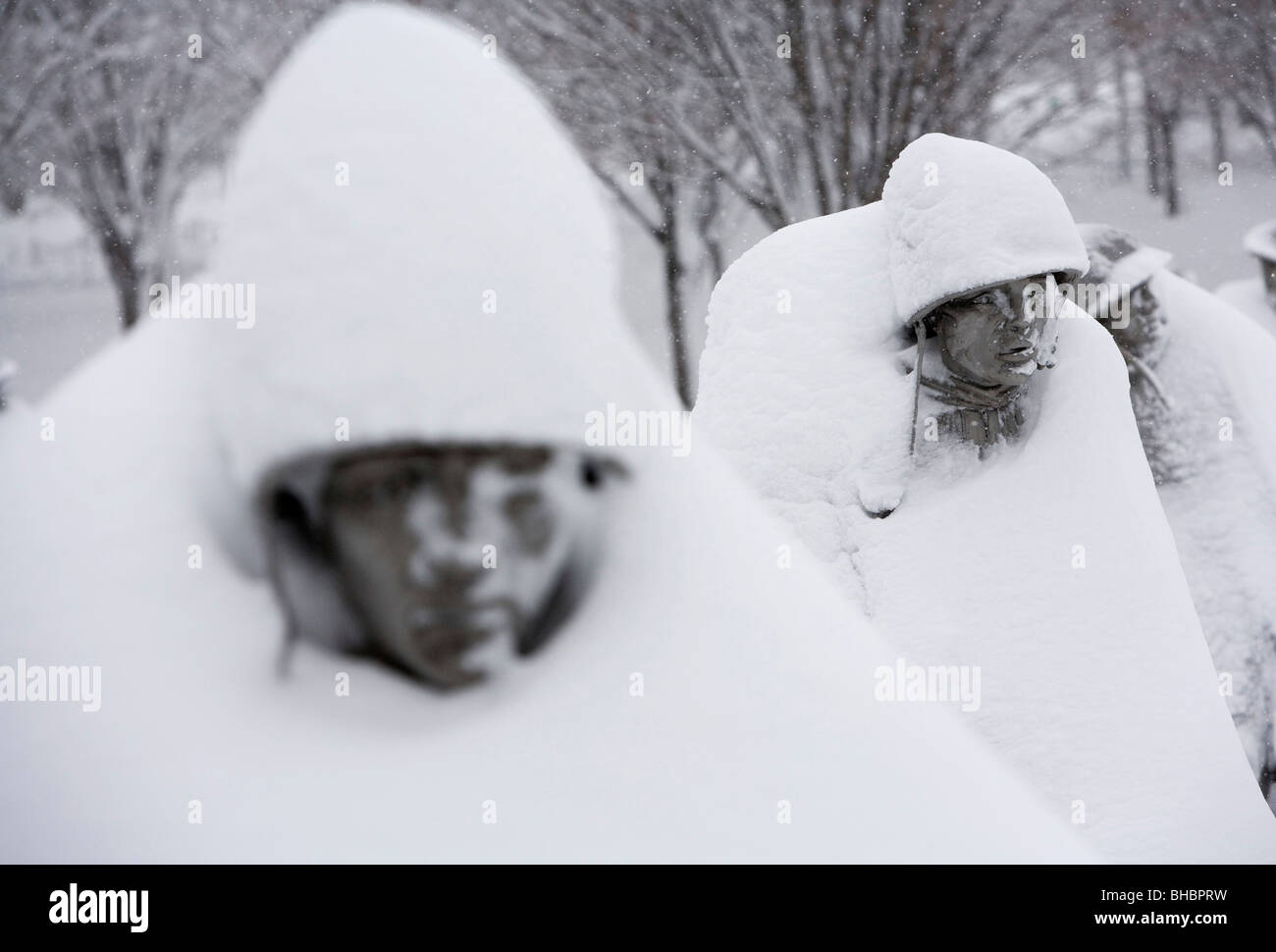 Snow scenes of the National Mall. Korean War Memorial Stock Photo - Alamy