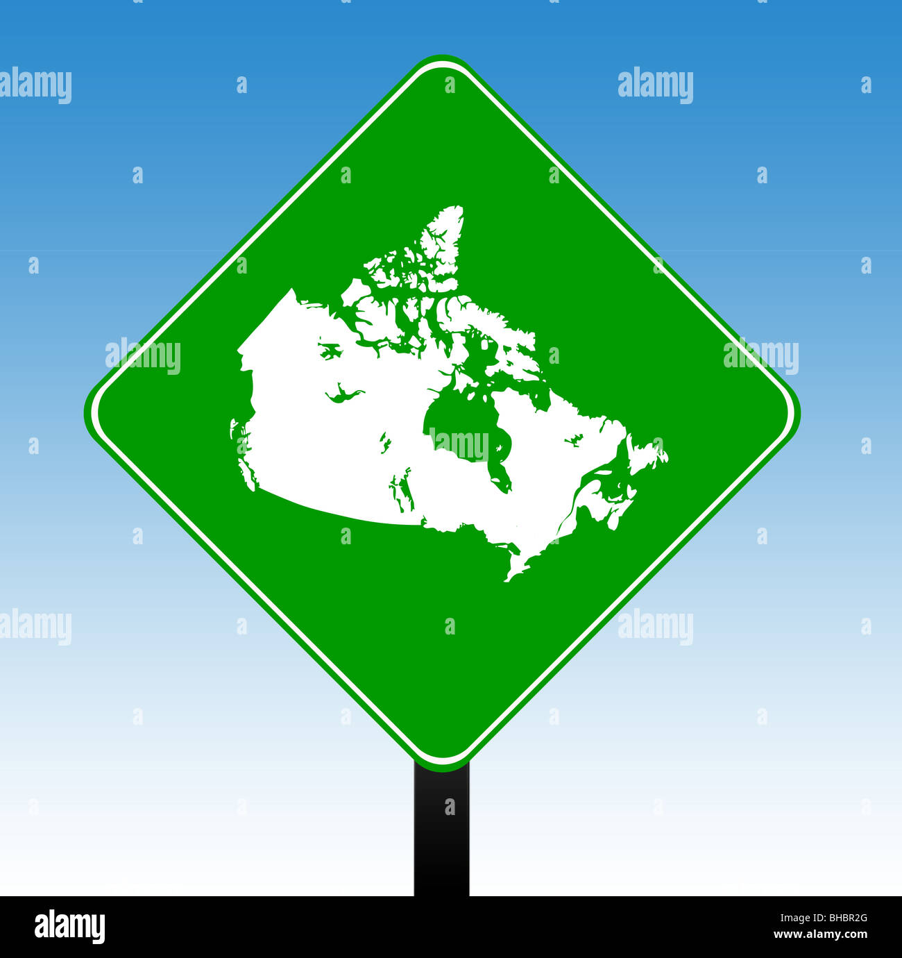 Canada road sign with a blue sky background. Stock Photo