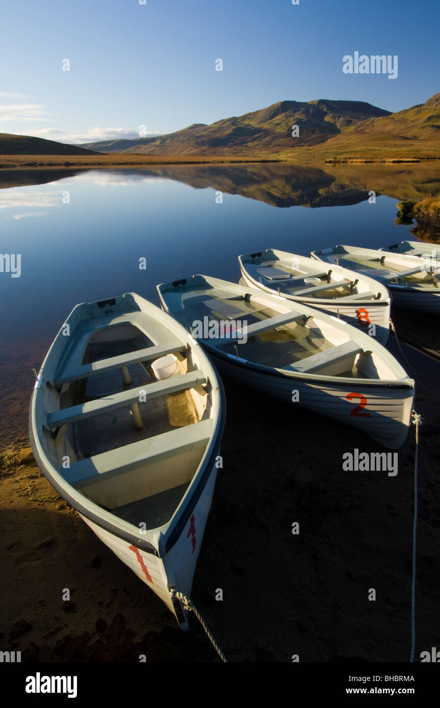 Boats on Loch Leathan, Isle of Skye. Stock Photo