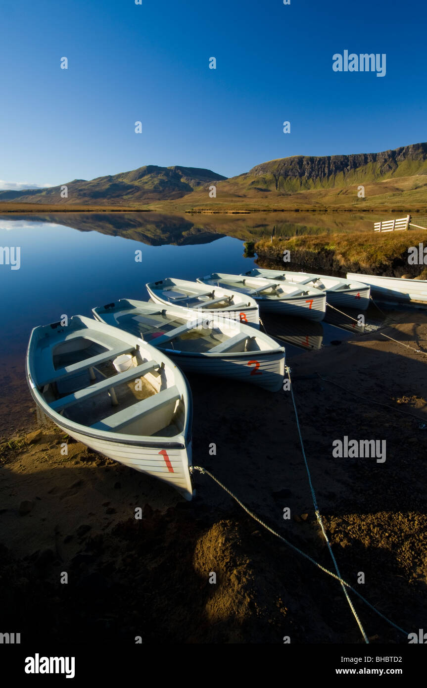 Boats on Loch Leathan, Isle of Skye. Stock Photo