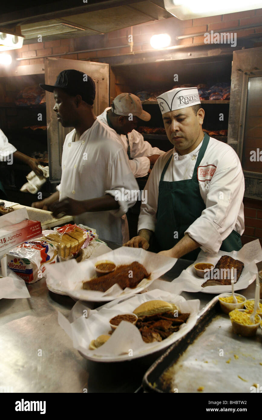 Kitchen, Charlie Vergos Rendezvous - Charcoal Ribs Restaurant, Memphis, Tennessee, USA Stock Photo