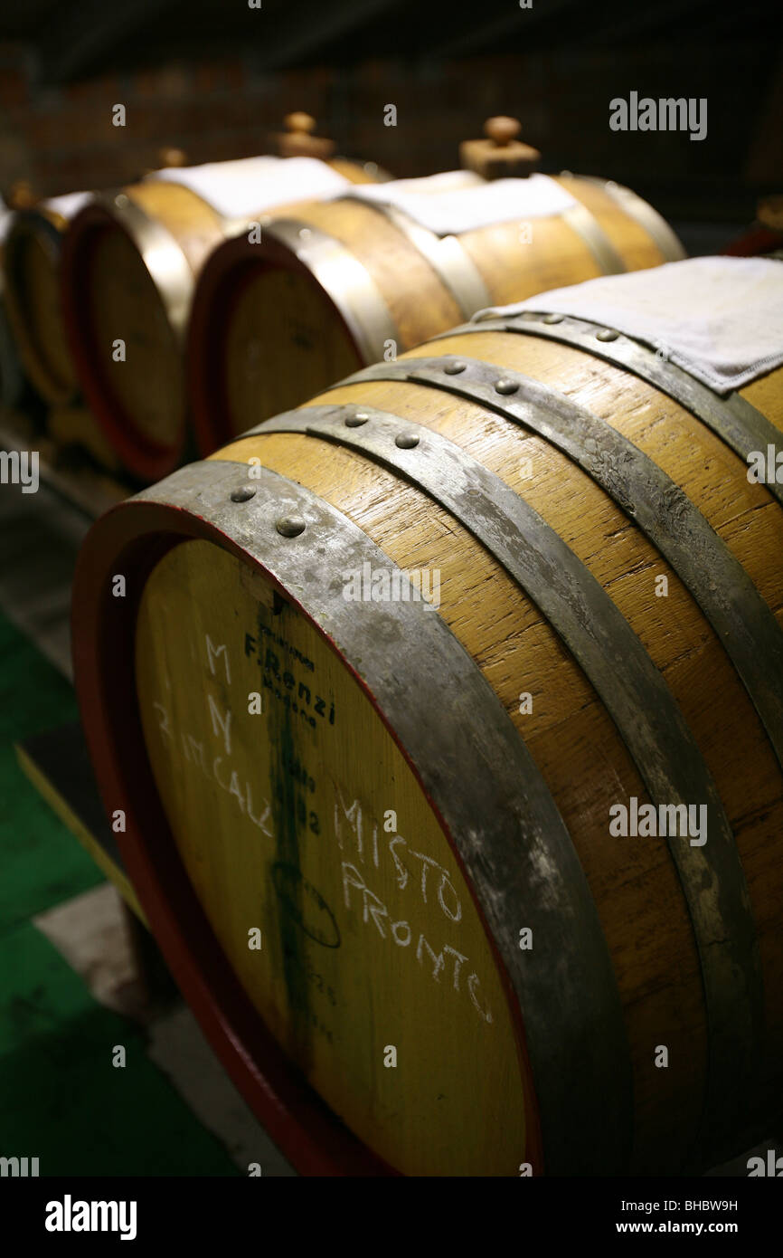 Italy, Emilia Romagna, Modena, balsamic vinegar, barrels of aging, aceto balsamico Stock Photo
