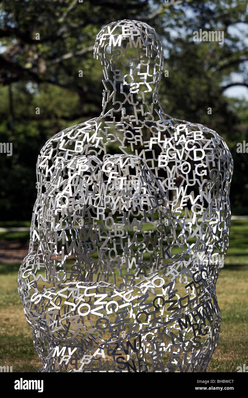 'Overflow' by Jaume Plensa, Sculpture Garden, New Orleans Museum of Art, New Orleans, Louisiana, USA Stock Photo